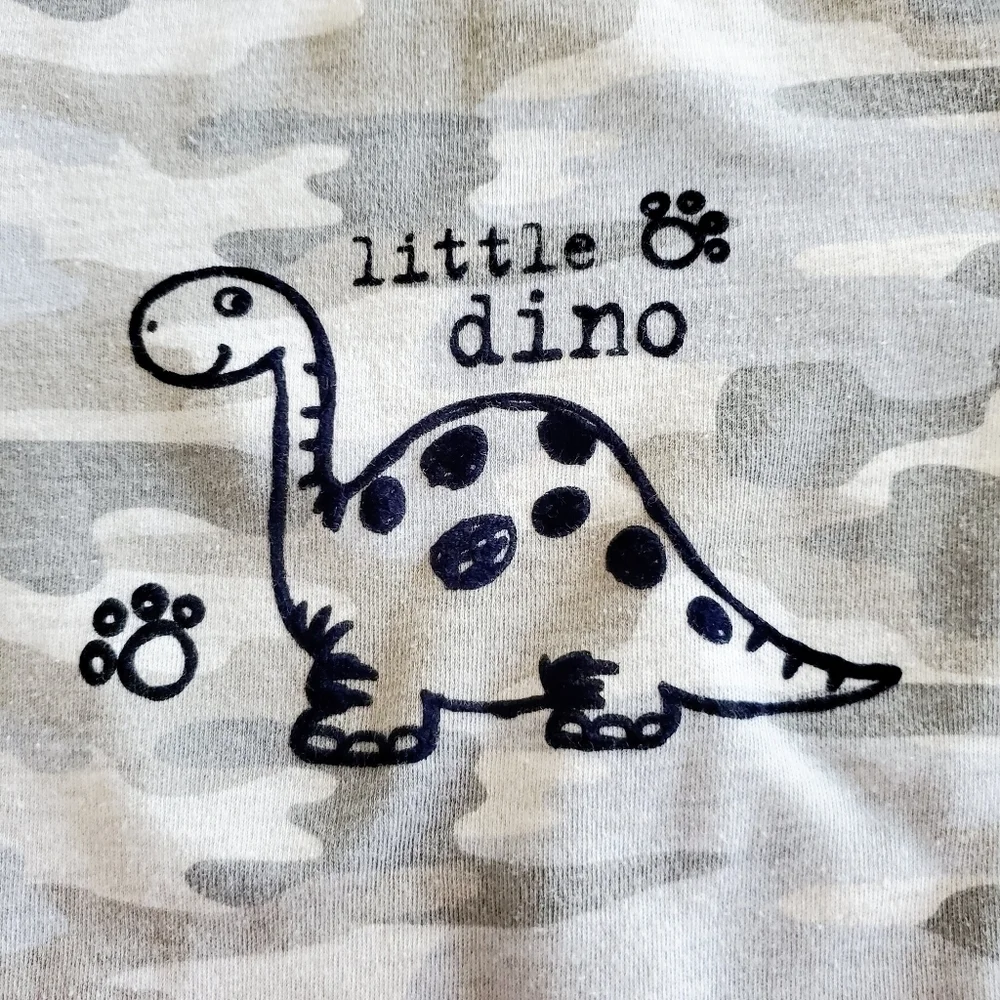 K1323 * Kids Headquarters Camo Little Dino Bodysuit Gray Size 12M